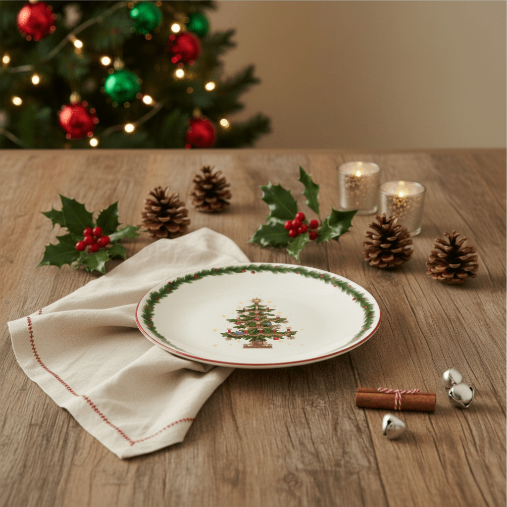 Kuchenteller aus Keramik mit Weihnachtsmotiven, Ø 15cm, 4er Set Geschirr von EDG