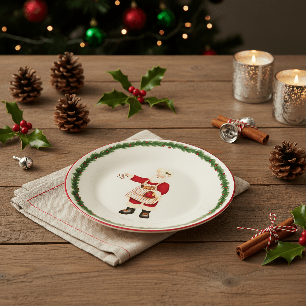 Kuchenteller aus Keramik mit Weihnachtsmotiven, Ø 15cm, 4er Set Geschirr von EDG