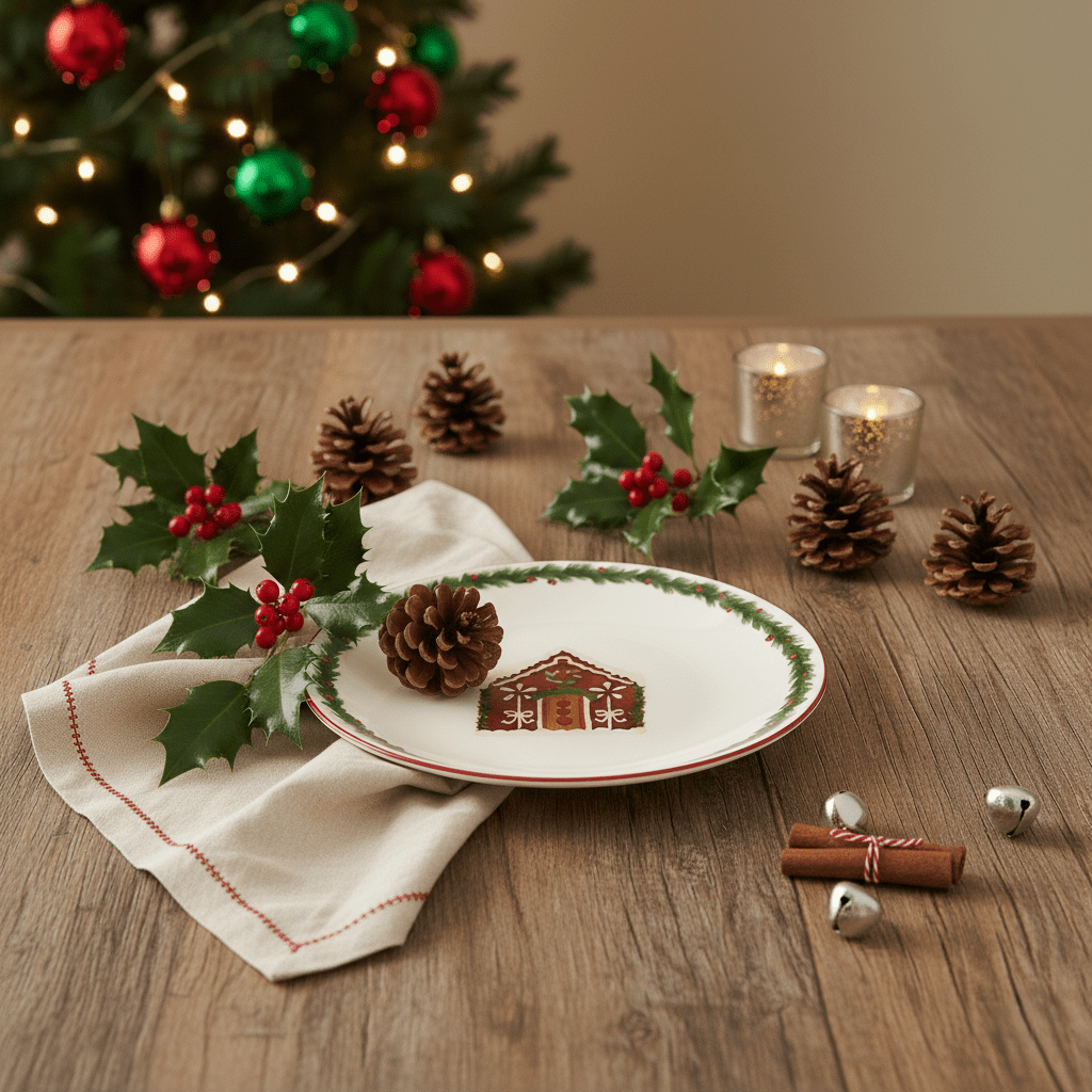 Kuchenteller aus Keramik mit Weihnachtsmotiven, Ø 15cm, 4er Set Geschirr von EDG