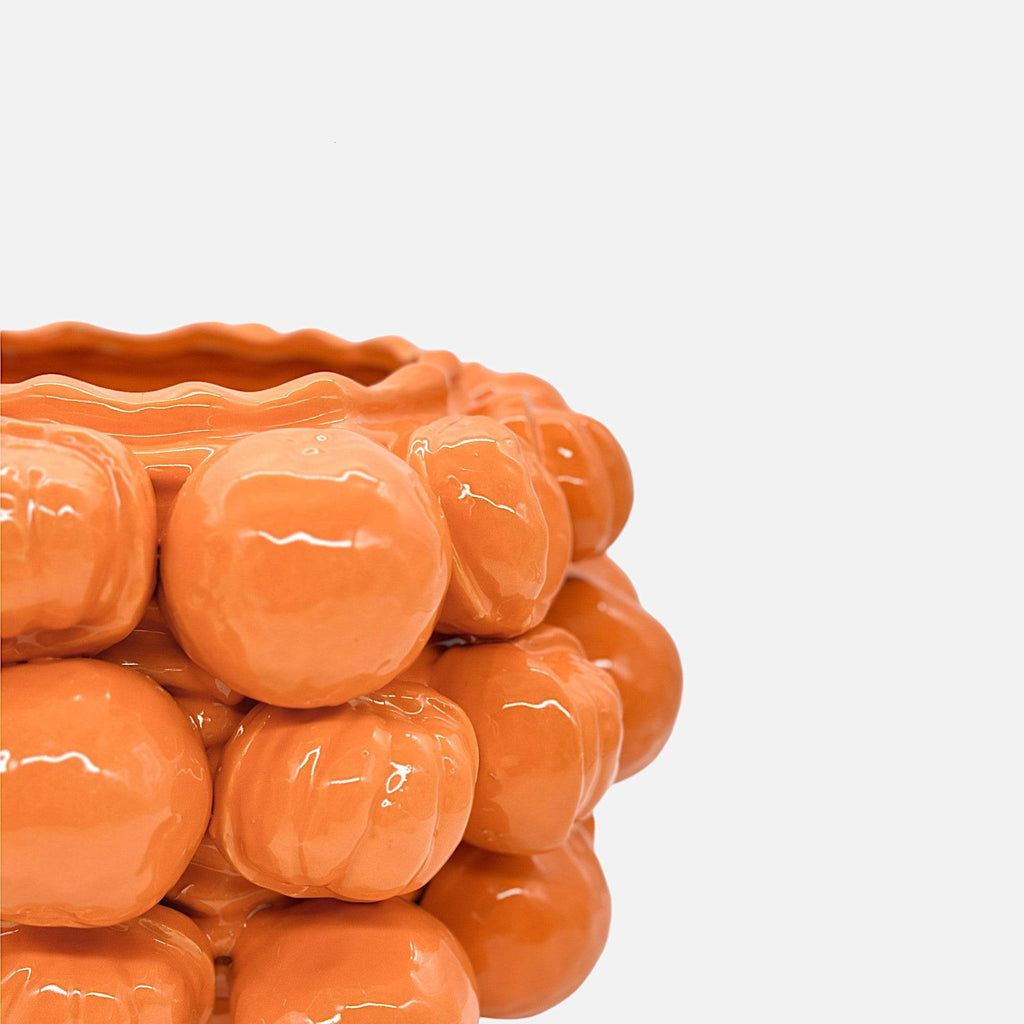 Mandarinenvase, Dekovase aus Keramik Orange mit Mandarinen Motiv H 22cm x Ø 31cm | Mandarelle Vasen von EDG