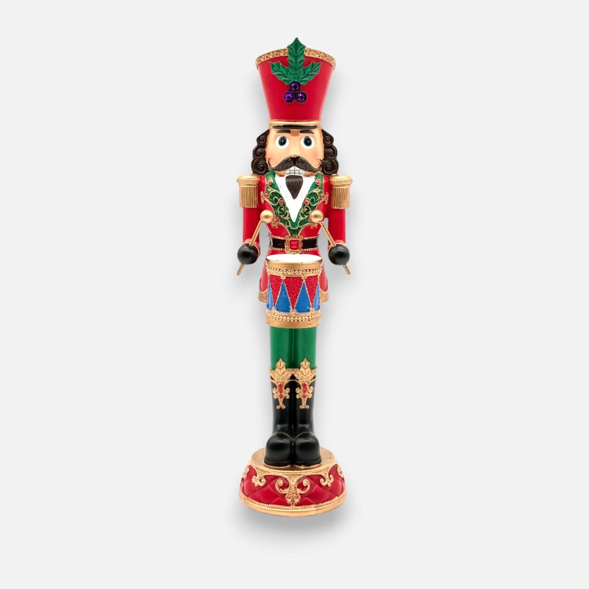 Nussknacker Figur in Rot Grün Gold, H 35cm, Weihnachtsdeko klassisch Dekoration von EDG