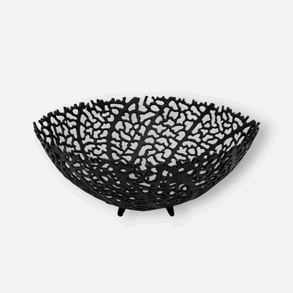 Obstschale mit Korallenriff Muster schwarz Ø 36cm x H 15cm | Gustave Geschirr von Light & Living