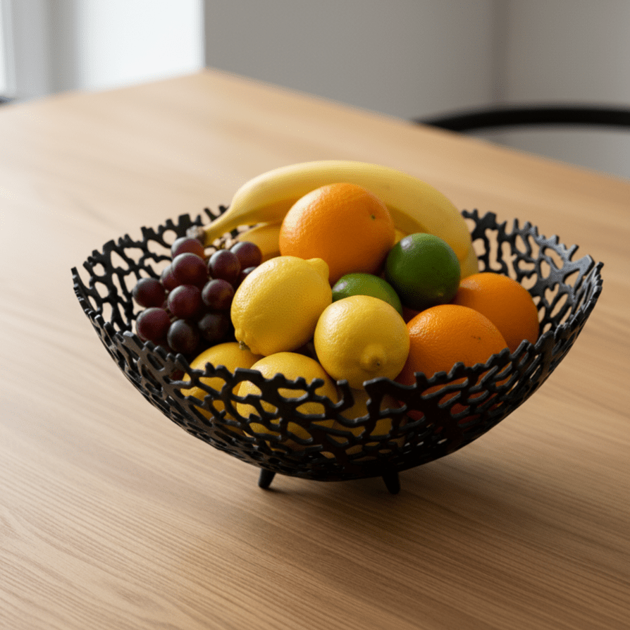 Obstschale mit Korallenriff Muster schwarz Ø 36cm x H 15cm | Gustave Geschirr von Light & Living