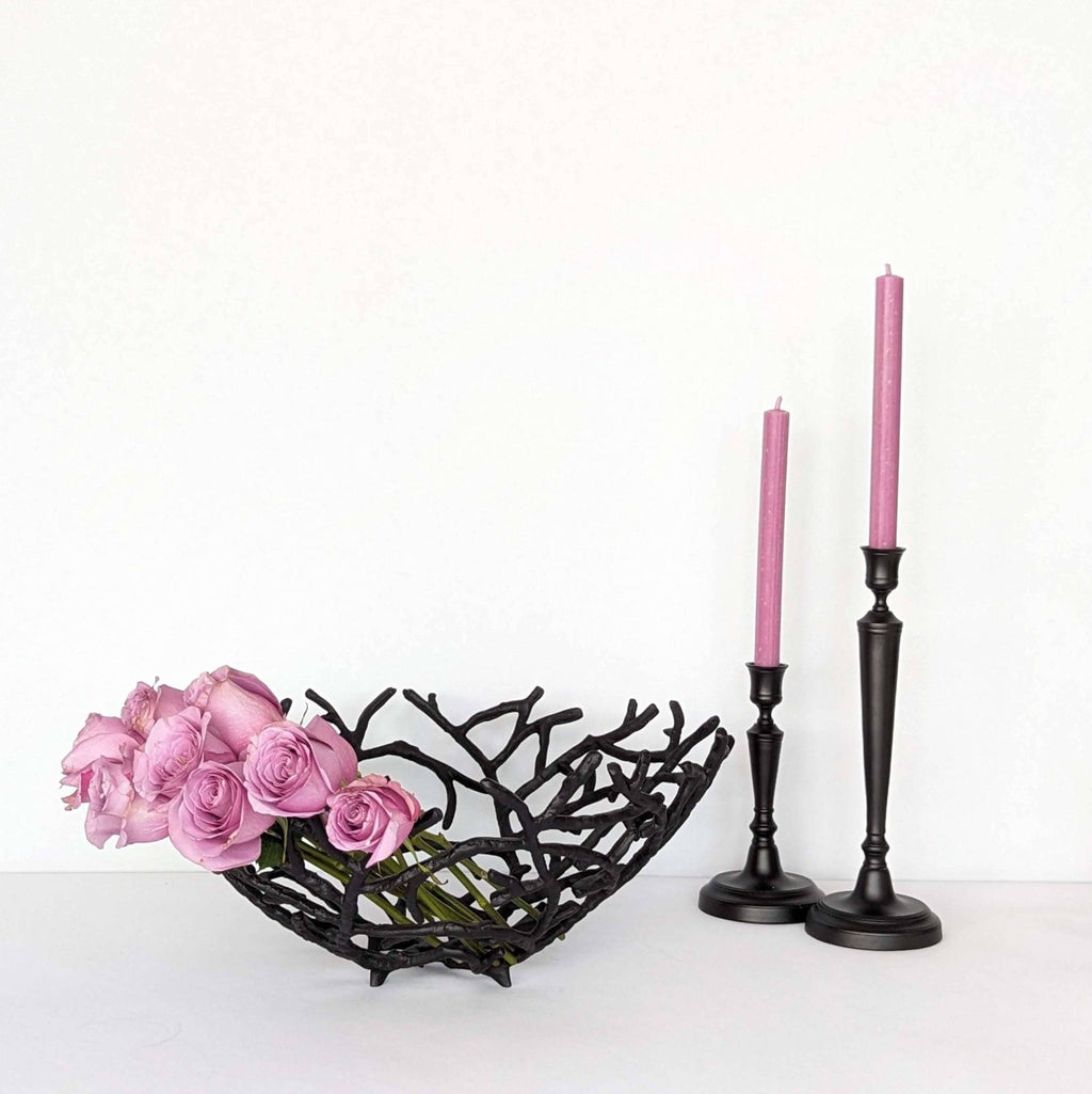 Obstschale mit Zweigen Muster schwarz B 45cm x L 45cm x H 18.5cm | Gwendalle Geschirr von Light & Living