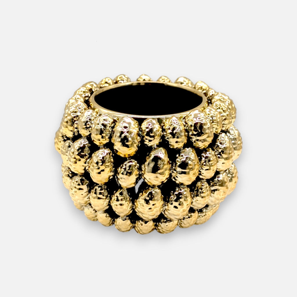 Pflanzentopf aus Keramik in Gold mit Zapfenstruktur, Ø 25cm H 17cm, Weihnachten | Pomme de pin Vasen von EDG