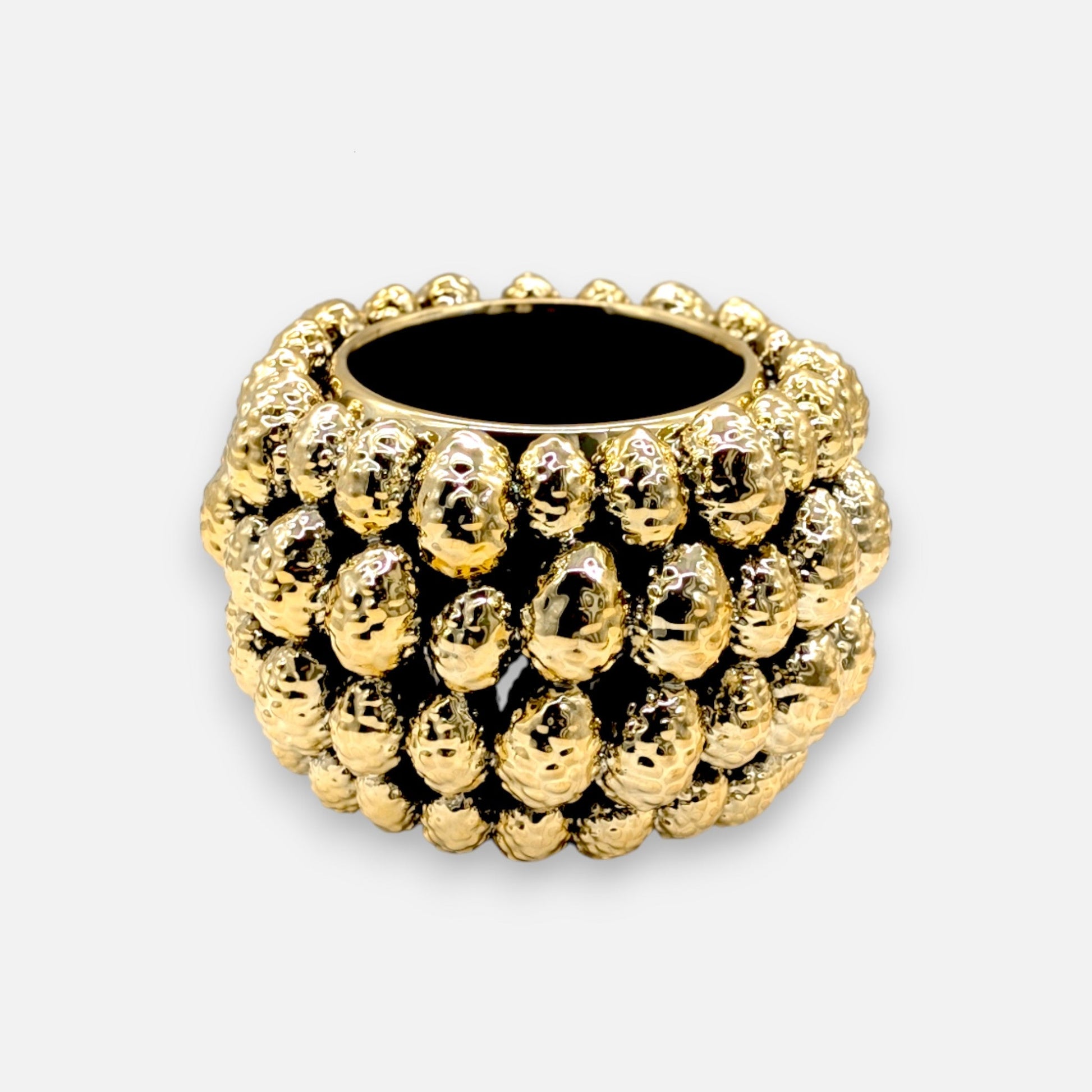 Pflanzentopf aus Keramik in Gold mit Zapfenstruktur, Ø 25cm H 17cm, Weihnachten | Pomme de pin Vasen von EDG
