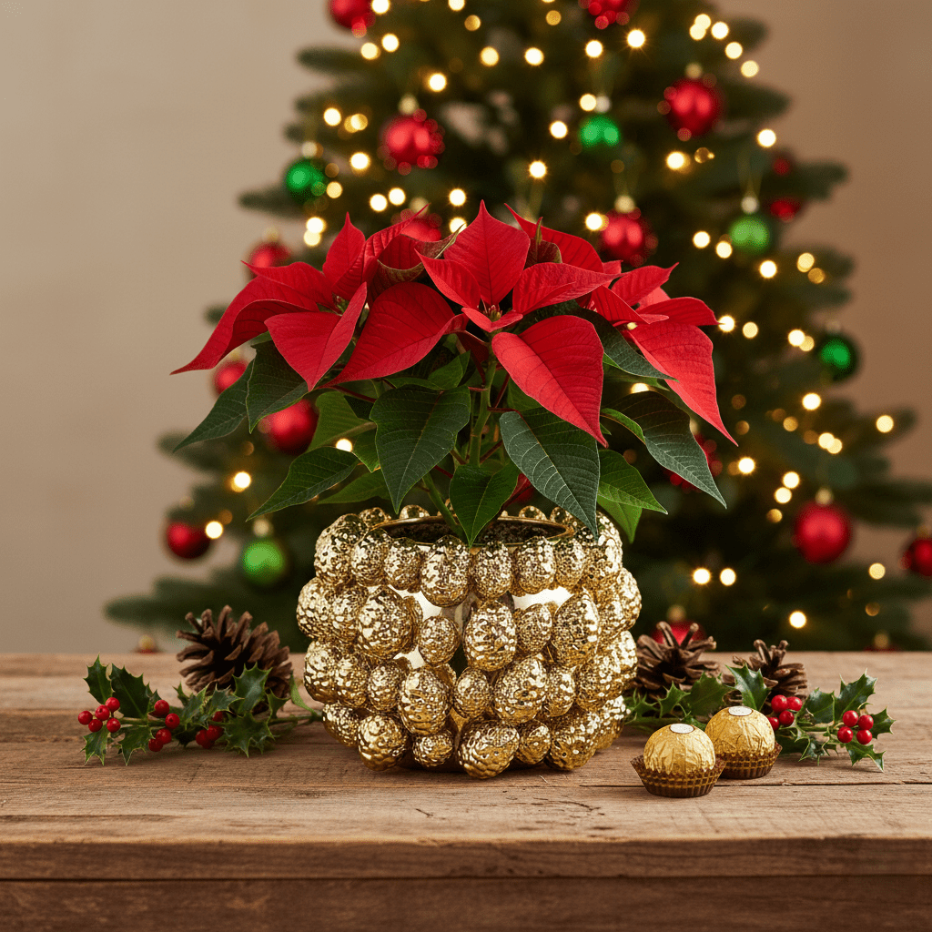 Pflanzentopf aus Keramik in Gold mit Zapfenstruktur, Ø 25cm H 17cm, Weihnachten | Pomme de pin Vasen von EDG