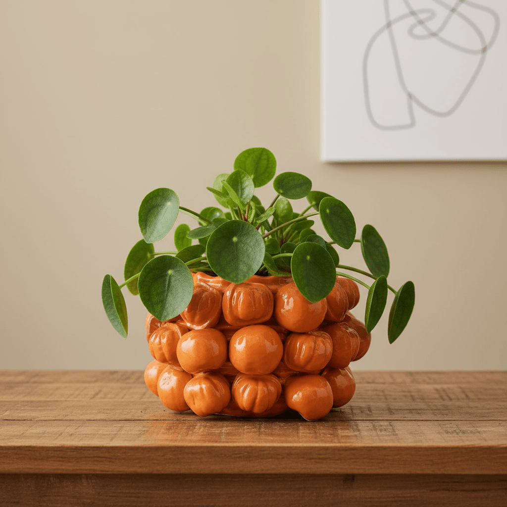 Pflanzentopf aus Keramik mit Mandarinen - Motiv in Orange, Ø31cm H 22cm Vasen von EDG
