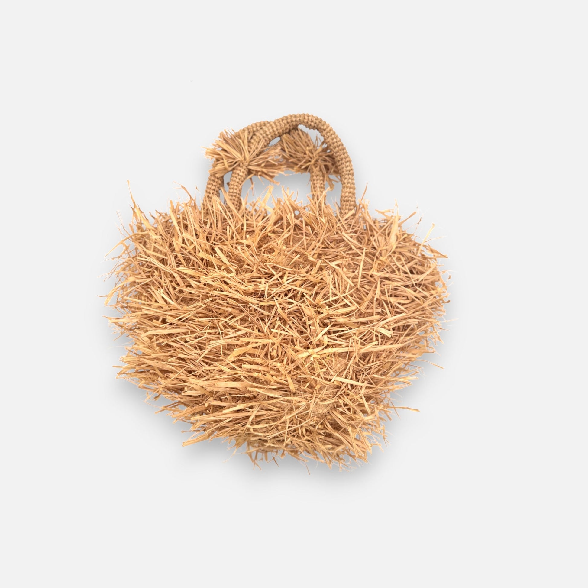 Raffia - Tasche mit Fransen in Naturbeige, handgefertigte Sommer - Henkeltasche Taschen von Sans - Arcidet Paris