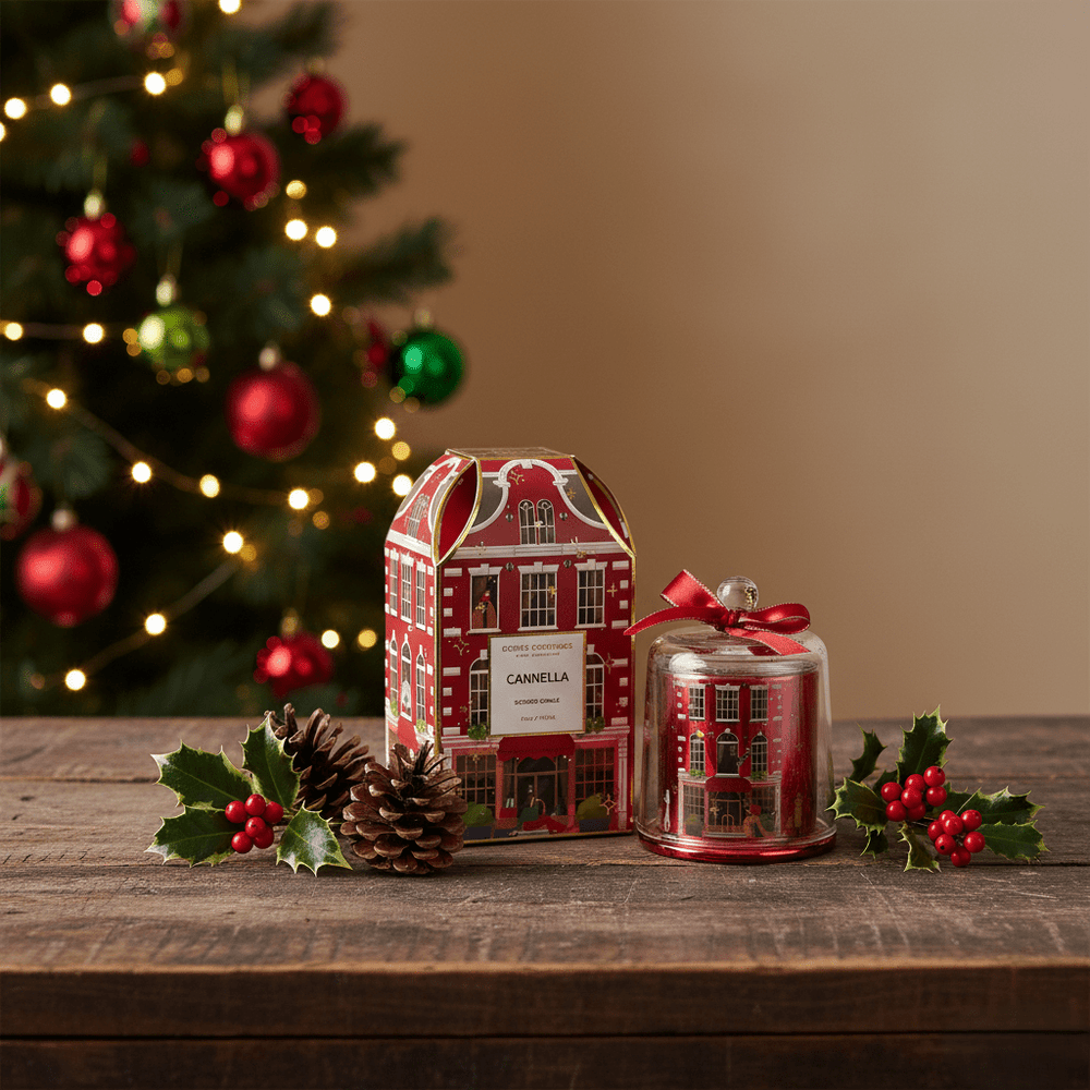 Rue de Rivoli Duftkerze im Glas mit Zimtduft und roter Geschenkbox, Ø 9cm H 12cm, Weihnachten Kerzenlicht von EDG