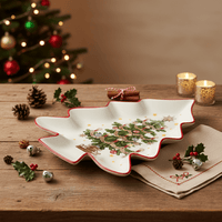 Servierplatte Keramik Weihnachtsbaumform Weihnachten L30cm x B25cm x H3.5cm