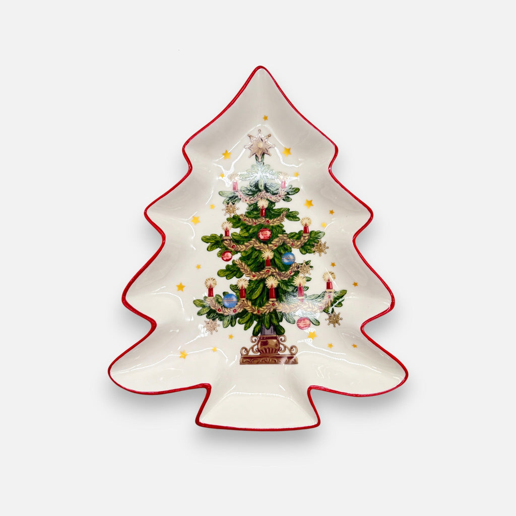 Servierplatte aus Keramik Weihnachtsbaum - Form mit Weihnachtsbaum - Motiv, Weihnachten Geschirr von EDG