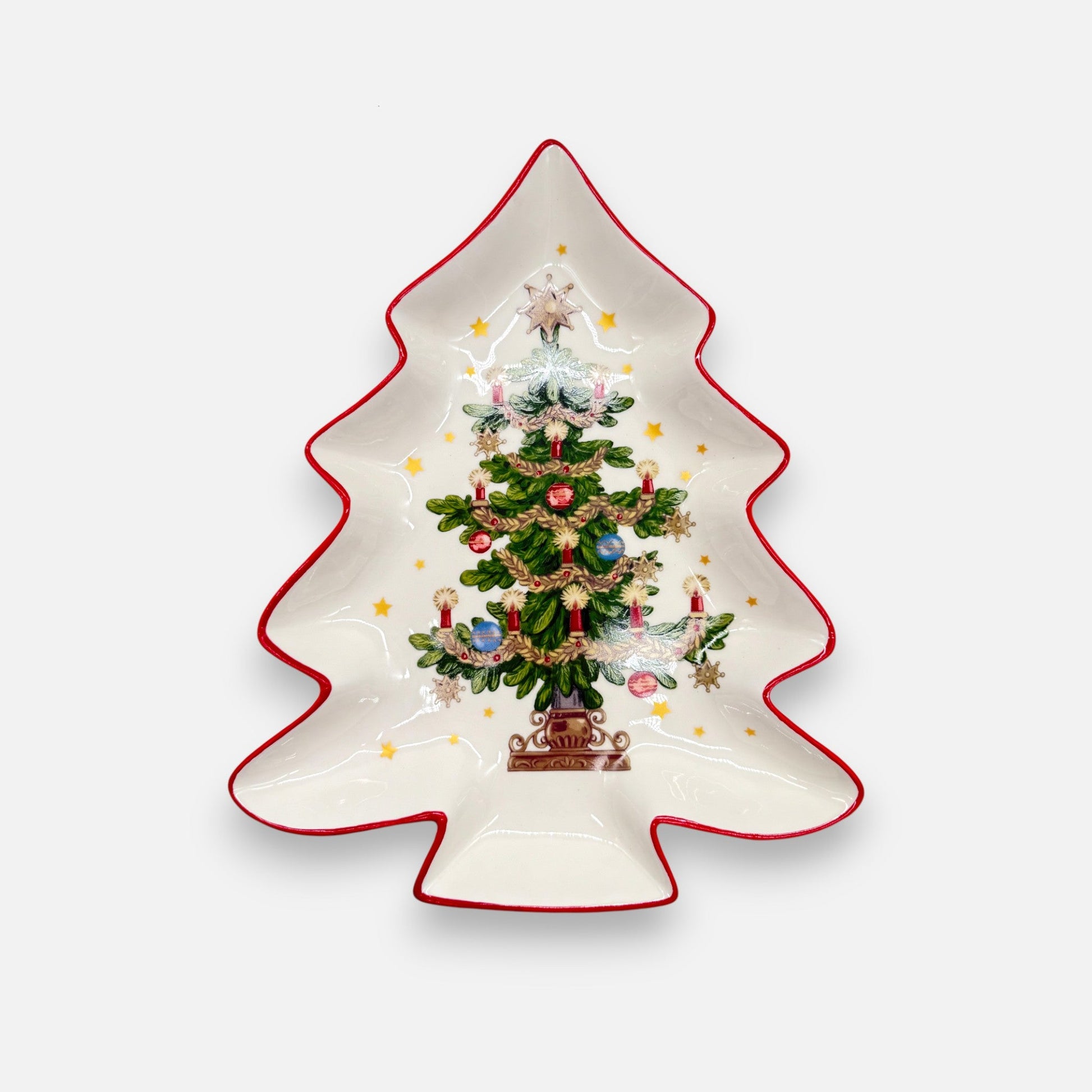 Servierplatte aus Keramik Weihnachtsbaum - Form mit Weihnachtsbaum - Motiv, Weihnachten Geschirr von EDG
