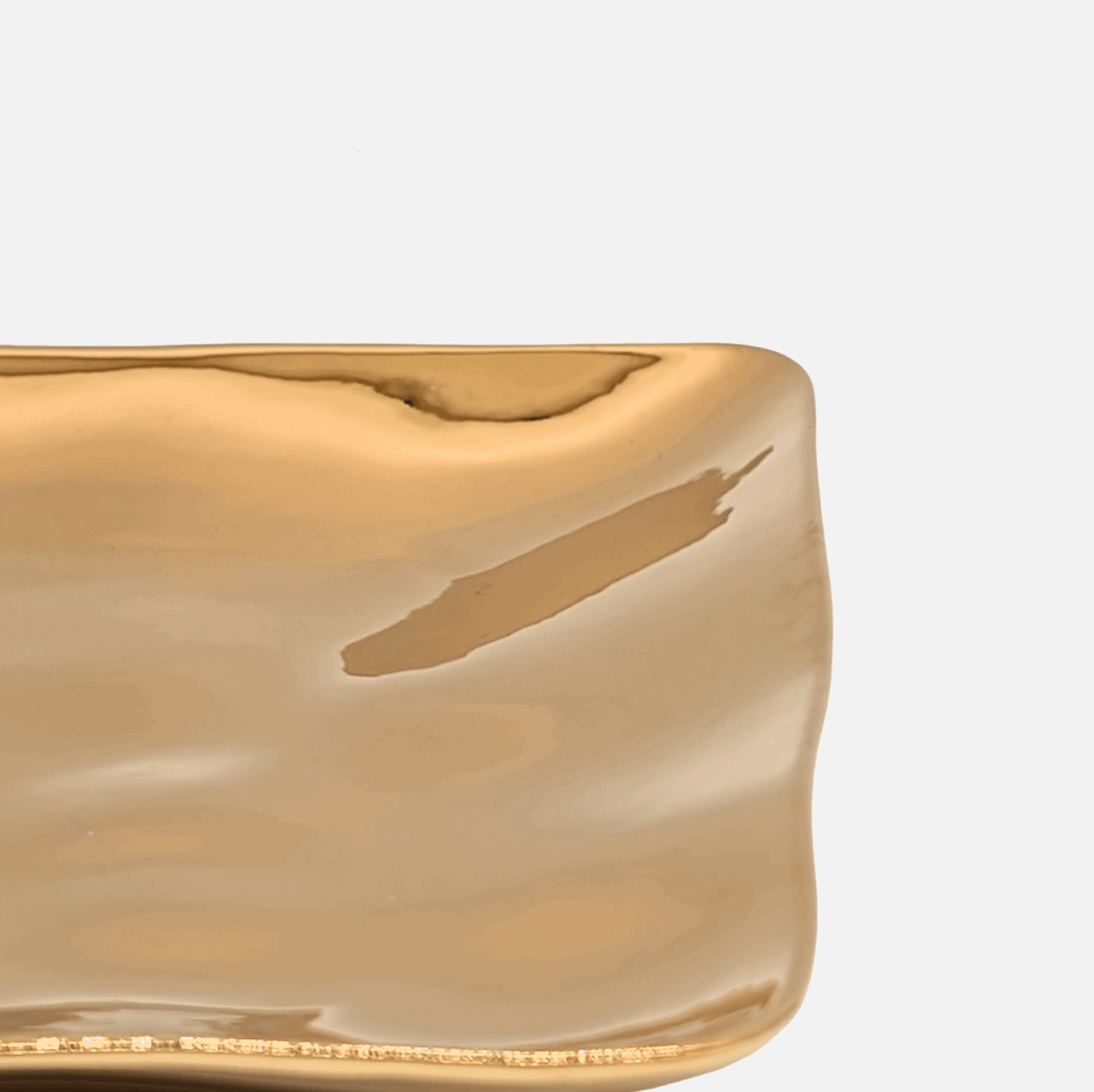 Servierplatte aus Porzellan gold metallic look rechteckig gross L 41cm x B 25.5cm x H 3.5cm | Josette Geschirr von Pampa Bay