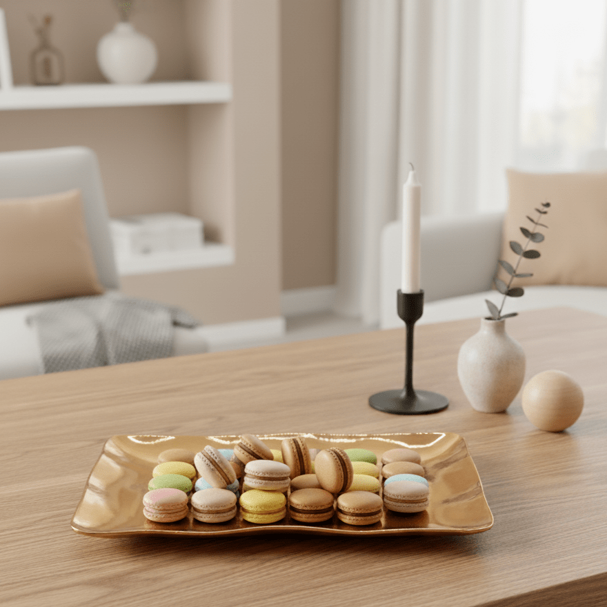 Servierplatte aus Porzellan gold metallic look rechteckig gross L 41cm x B 25.5cm x H 3.5cm | Josette Geschirr von Pampa Bay