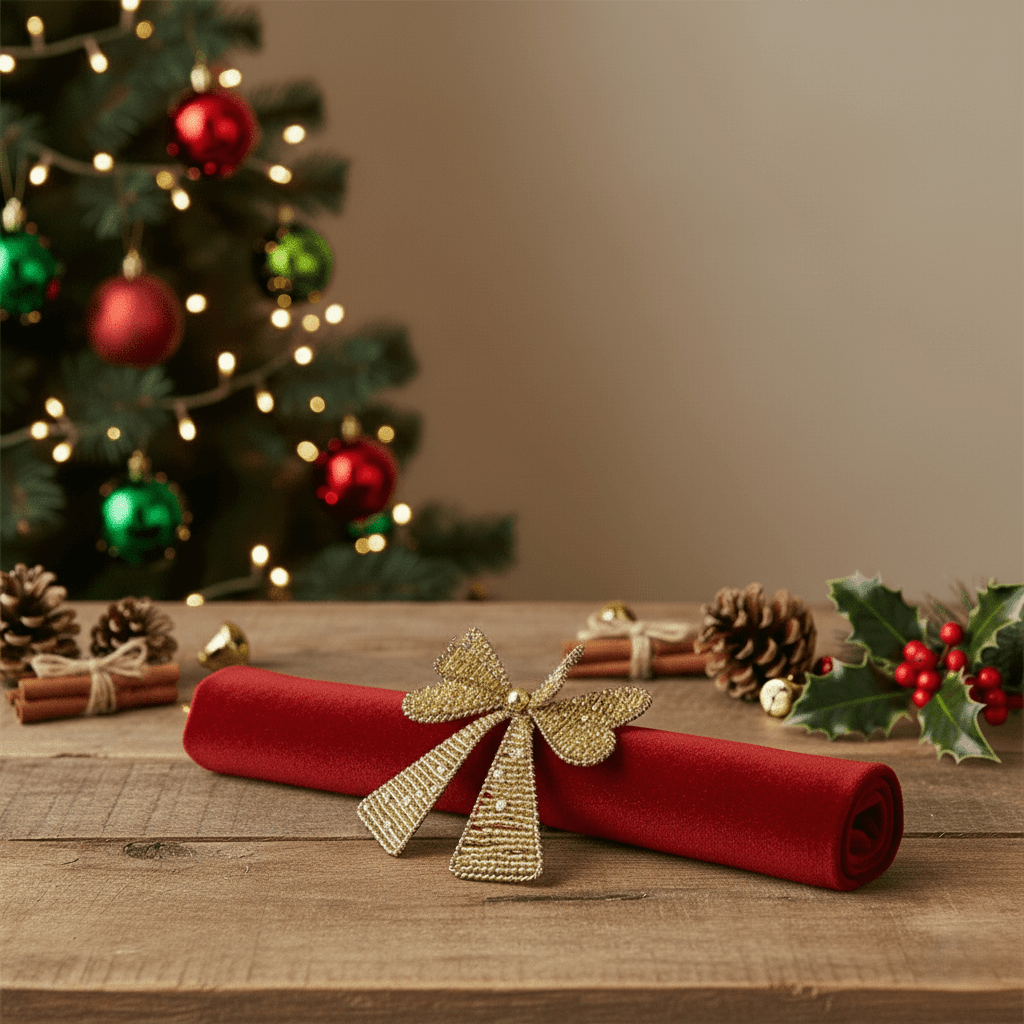 Serviettenring mit Schleife aus Perlen in Gold, Ø 6cm, 1 Stück, Tischdeko Weihnachten Dekoration von EDG