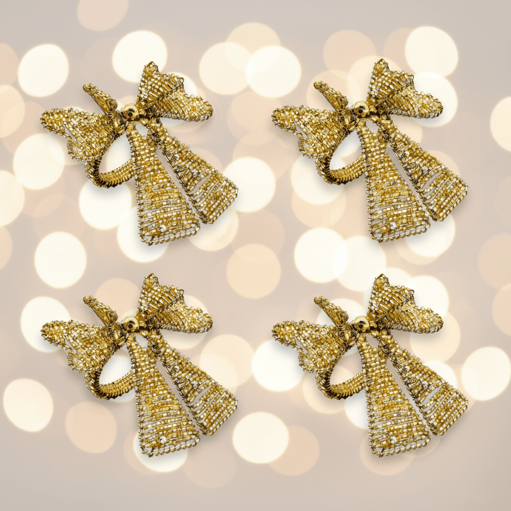 Serviettenring mit Schleife aus Perlen in Gold, Ø 6cm, 1 Stück, Tischdeko Weihnachten Dekoration von EDG