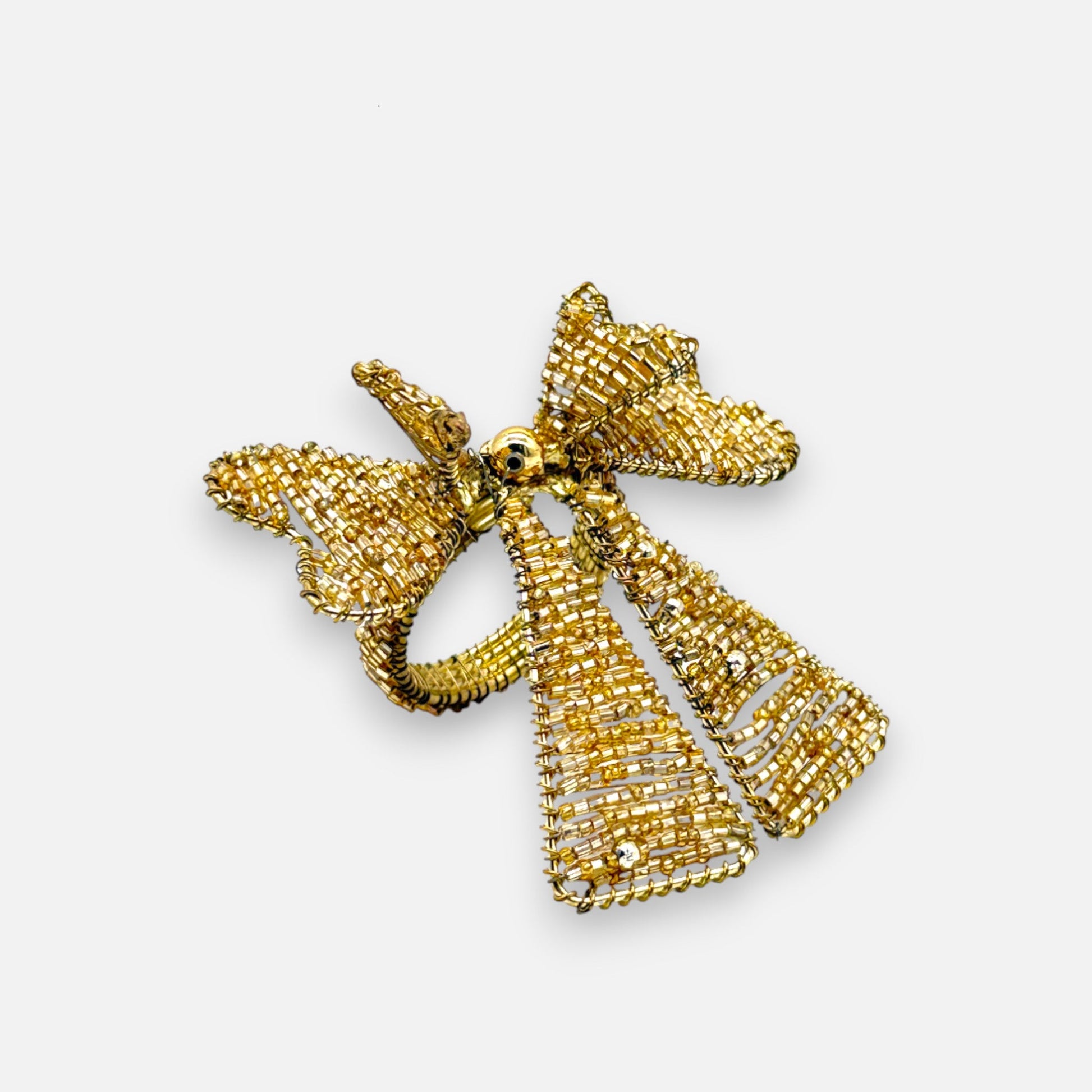 Serviettenring mit Schleife aus Perlen in Gold, Ø 6cm, Tischdeko Weihnachten Dekoration von EDG