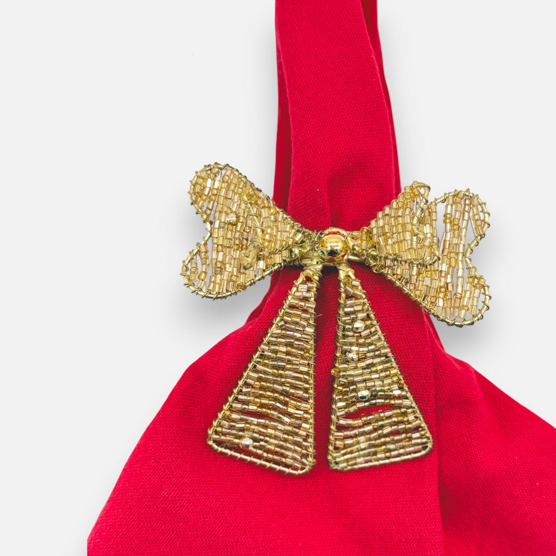 Serviettenring mit Schleife aus Perlen in Gold, Ø 6cm, Tischdeko Weihnachten Dekoration von EDG