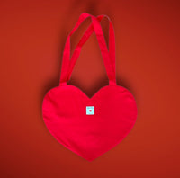 Shopping Bag Baumwolle Herzform rot weiss H40cm B48cm