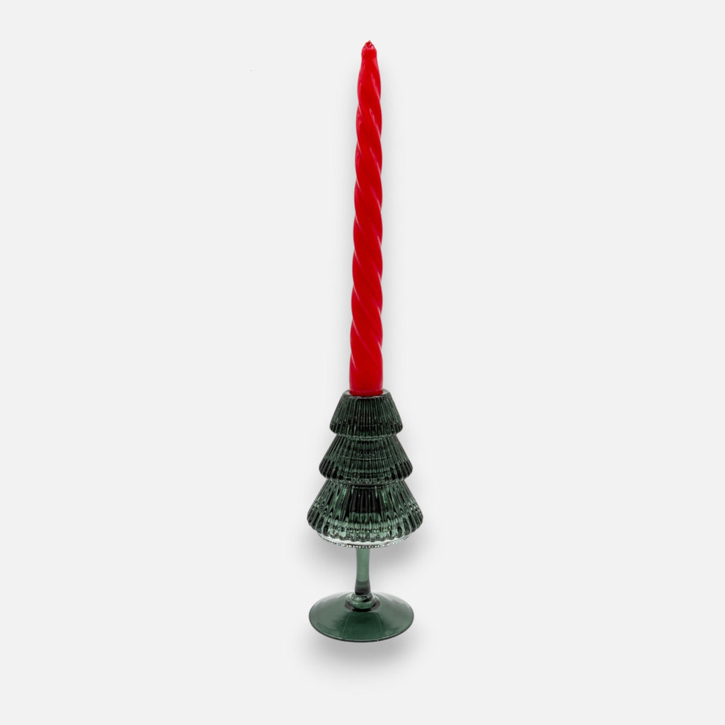 Spiral - Stabkerze in Rot glänzend, H 23cm, elegante Twist Kerze Weihnachten Kerzenlicht von EDG