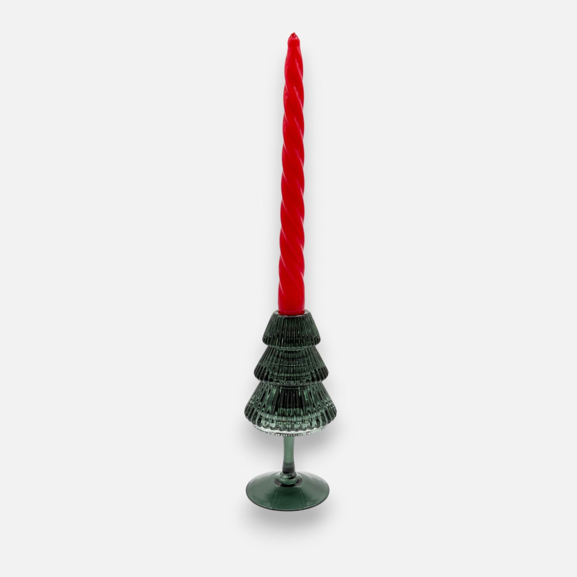 Spiral - Stabkerze in Rot glänzend, H 23cm, elegante Twist Kerze Weihnachten Kerzenlicht von EDG