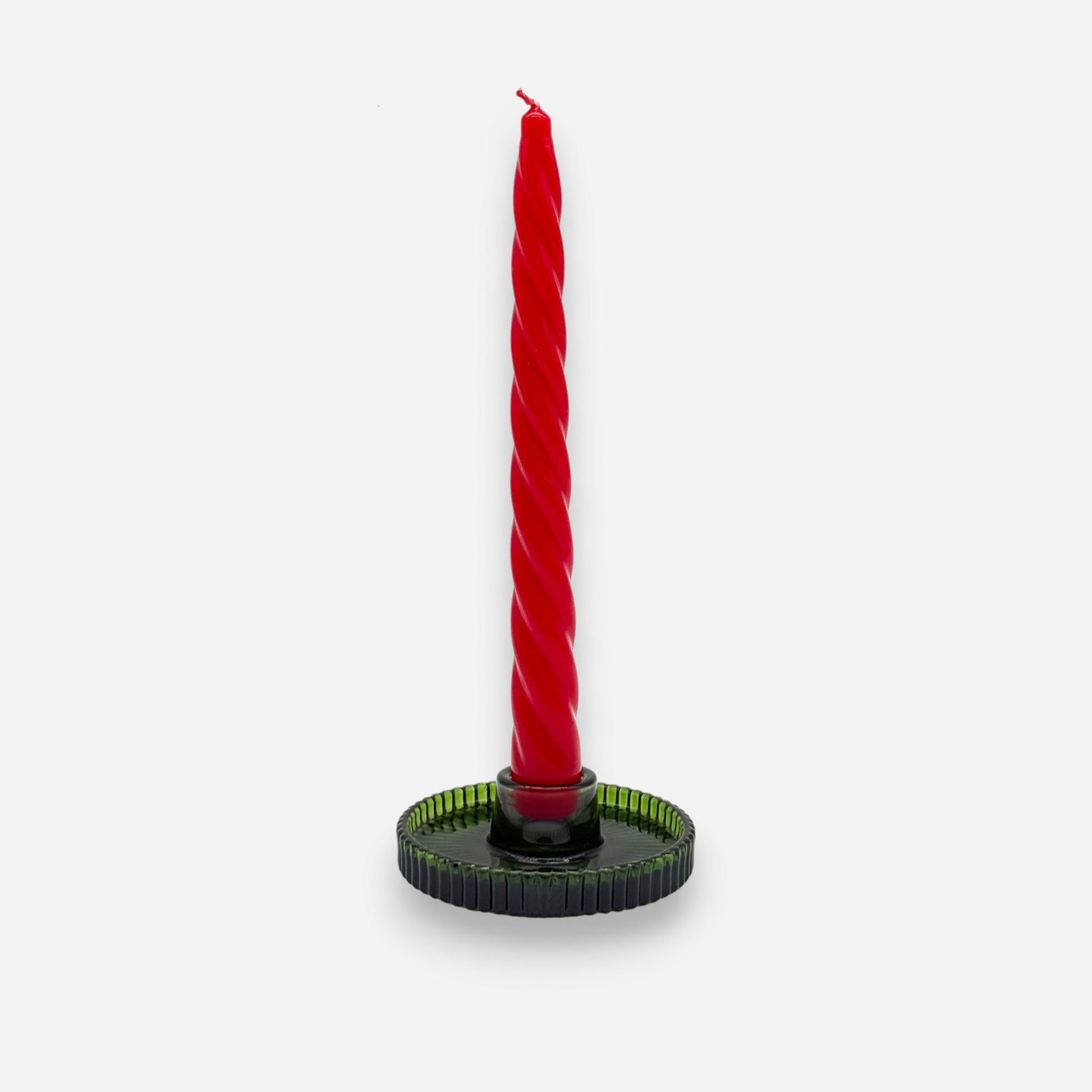 Spiral - Stabkerze in Rot glänzend, H 23cm, elegante Twist Kerze Weihnachten Kerzenlicht von EDG