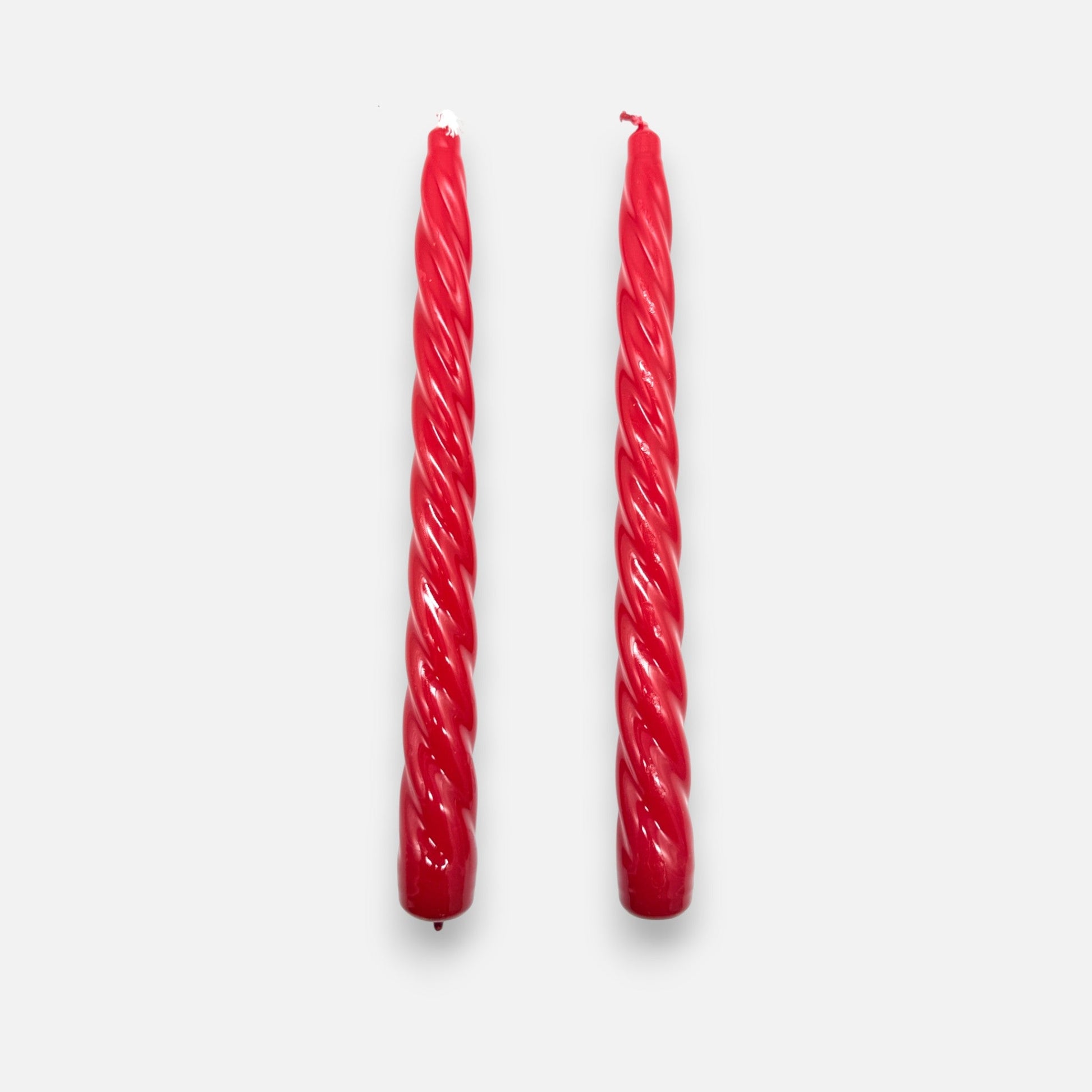 Spiral - Stabkerze in Rot glänzend, H 23cm, elegante Twist Kerze Weihnachten Kerzenlicht von EDG