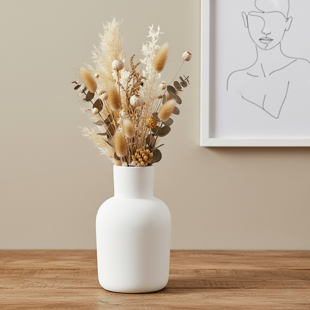 Steingutvase, Dekovase, Tonvase aus Steingut handgefertigt Portugal weiss matt schlicht B 11 cm × H 18 cm von O Cactuu