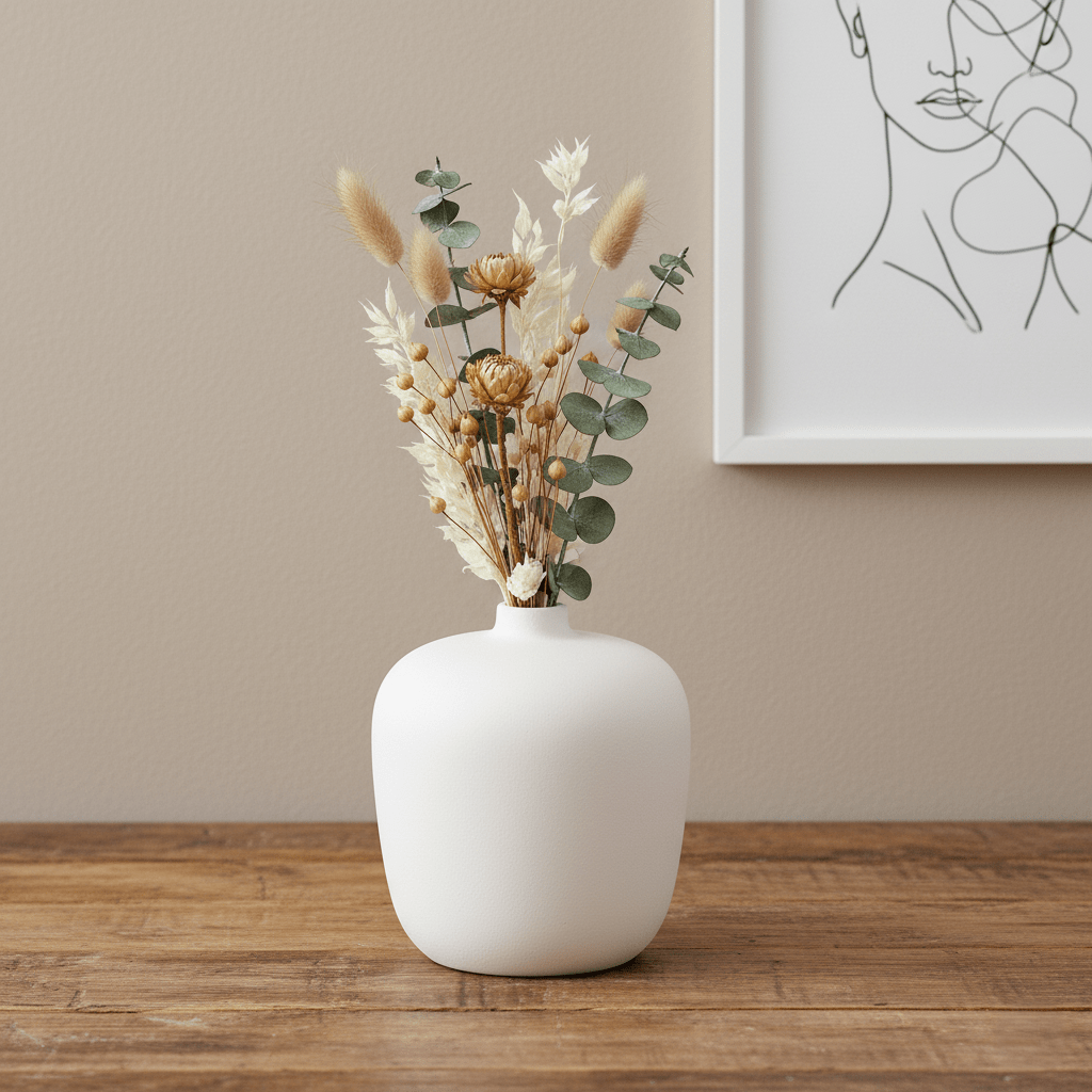 Steingutvase, Dekovase, Tonvase aus Steingut handgefertigt Portugal weiss matt schlicht Ø 3cm x H 14cm | Ezette No 7 Vasen von O Cactuu