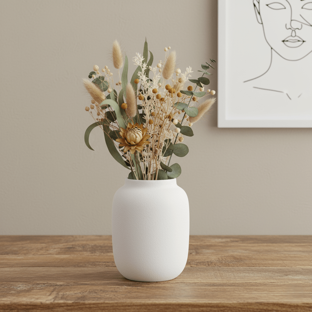 Steingutvase, Dekovase, Tonvase aus Steingut handgefertigt Portugal weiss matt schlicht Ø 7 cm × H 15 cm von O Cactuu