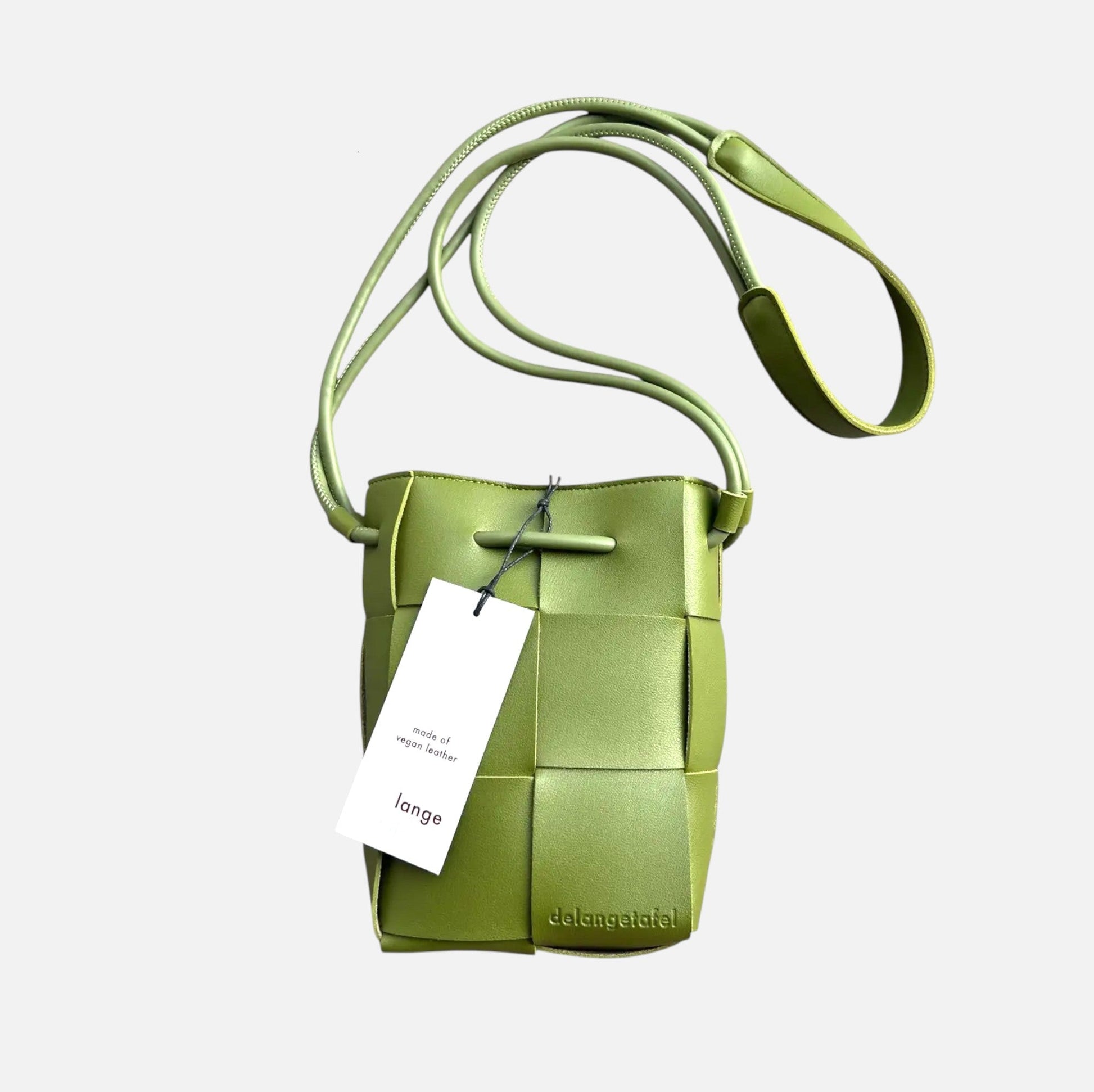Tasche aus veganem Leder in Olivgrün mit Flechtmuster, H 20cm B 15cm Taschen von De Lange Tafel