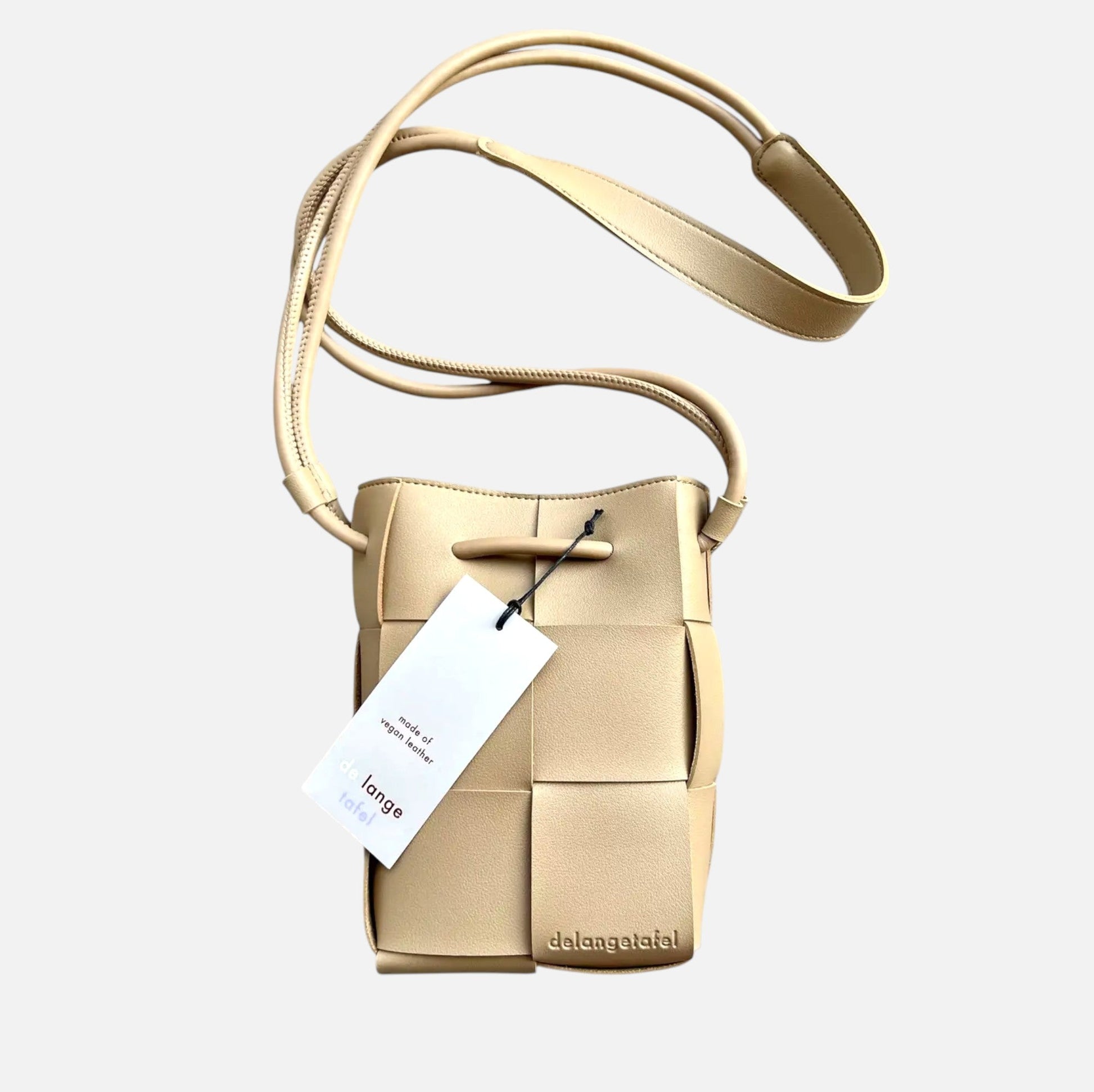 Tasche aus veganem Leder in Taupebraun mit Flechtmuster, H 20cm B 15cm Taschen von De Lange Tafel
