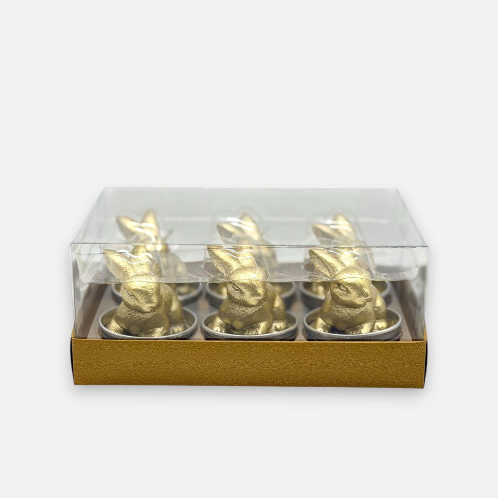 Teelichterset Rechaudkerzen Goldhasen aus Wachs Osterdeko H5.5cm Ø4cm | Ostern Kerzenlicht von HOFF Interieur