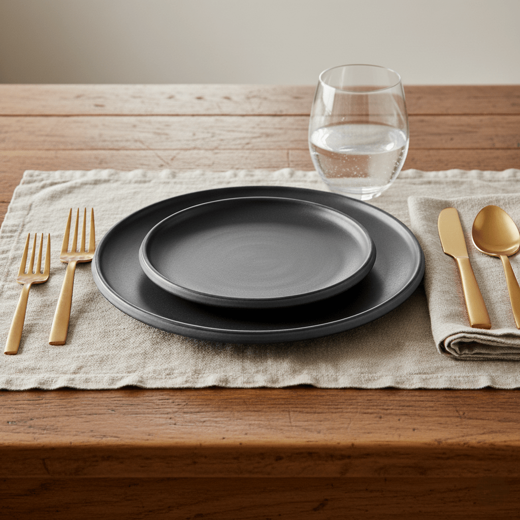 Teller aus Keramik schwarz handgefertigt glasiert | Celine Geschirr von Vaidava Ceramics