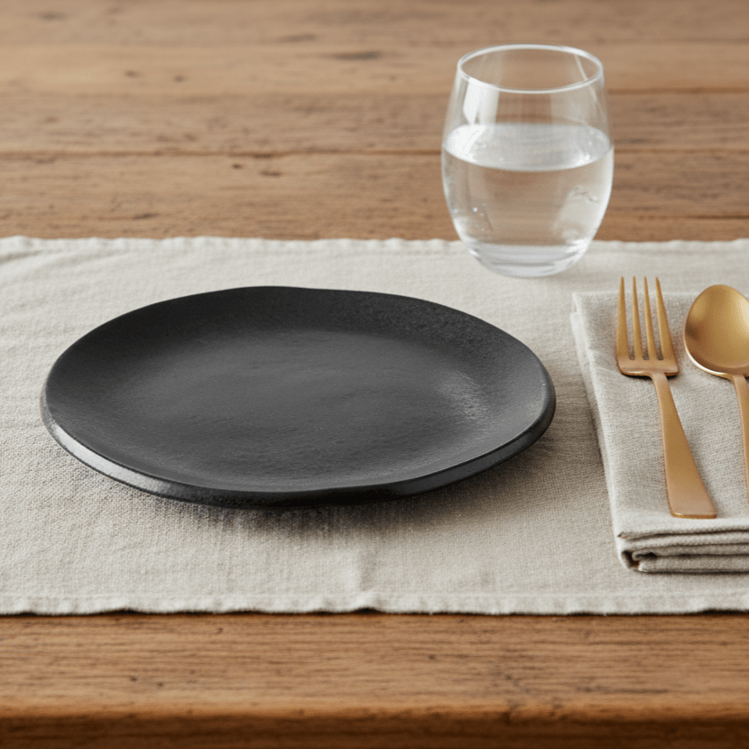 Teller aus Steingut handgefertigt in Frankreich schwarz Ø 19cm x H 2cm | Chayma Geschirr von Claycraft