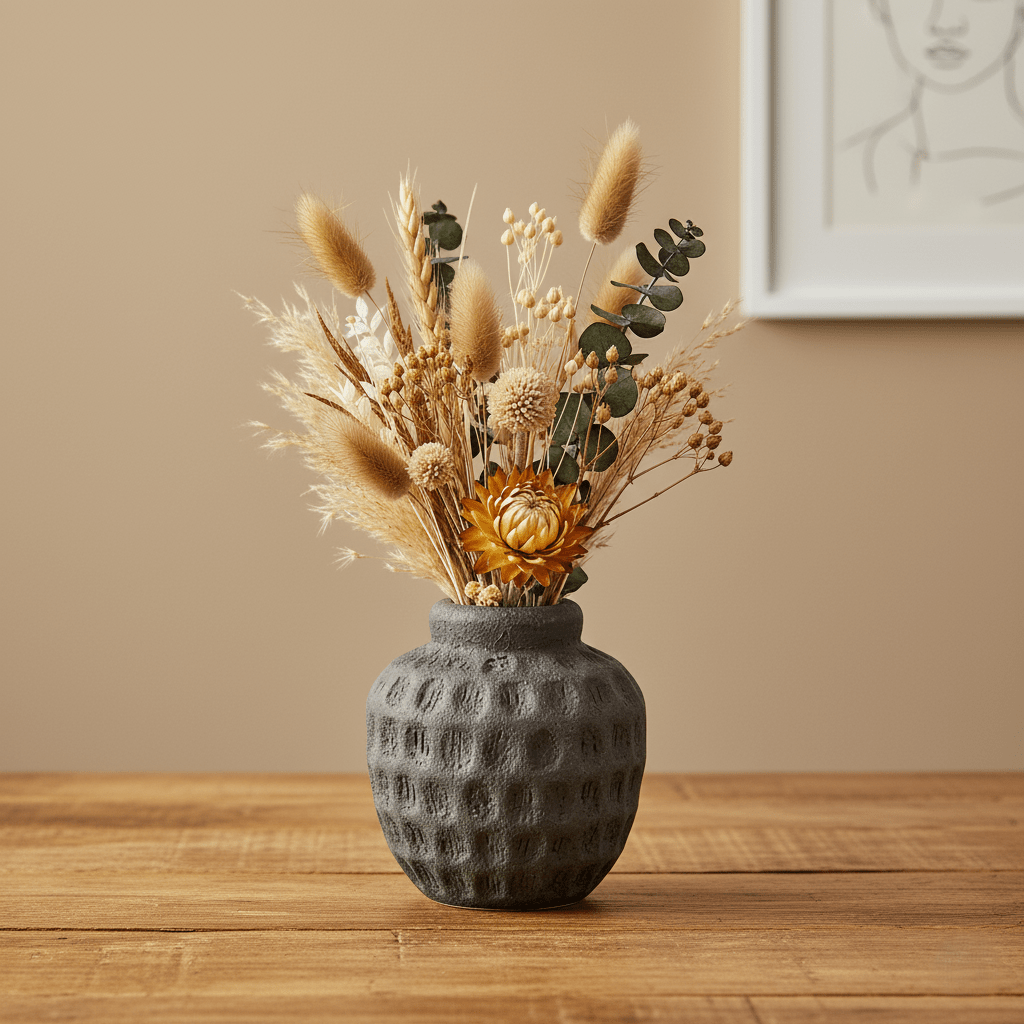 Terrakottavase, Dekovase aus Terakotta handgefertigt schwarz matt mit Erdbeermuster B 13 cm × H 14 cm von Bazar Bizar