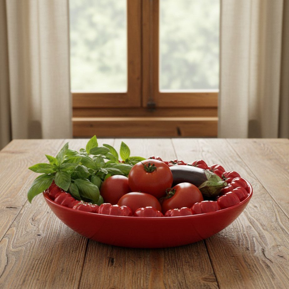 Tomatenschale, Dekoschale aus Keramik mit Tomaten Rot, Ø43cm x H 12cm Geschirr von Light & Living