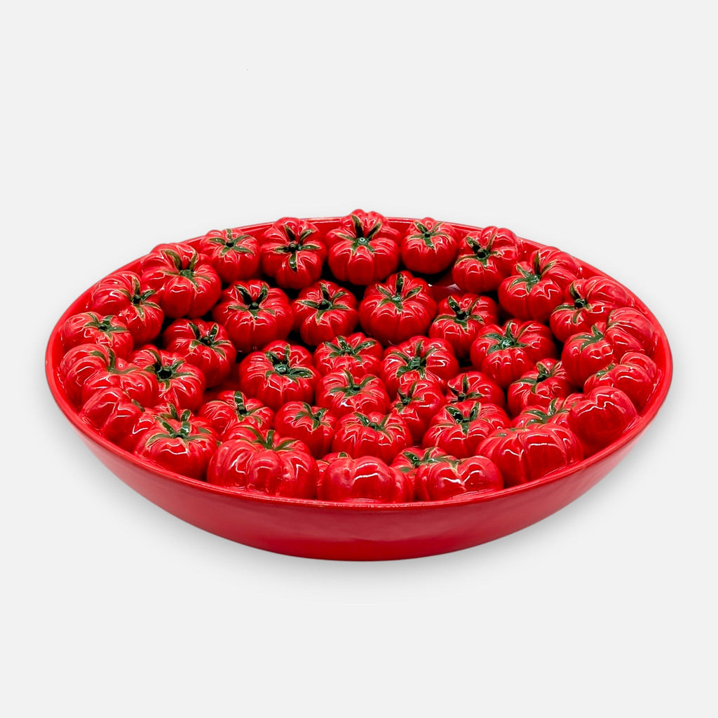 Tomatenschale, Dekoschale aus Keramik mit Tomaten Rot, Ø43cm x H 12cm Geschirr von Light & Living