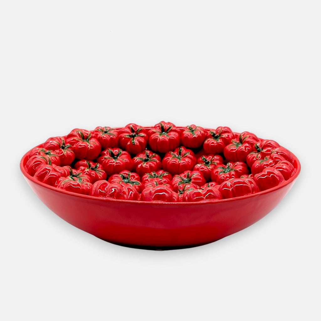 Tomatenschale, Dekoschale aus Keramik mit Tomaten Rot, Ø43cm x H 12cm Geschirr von Light & Living