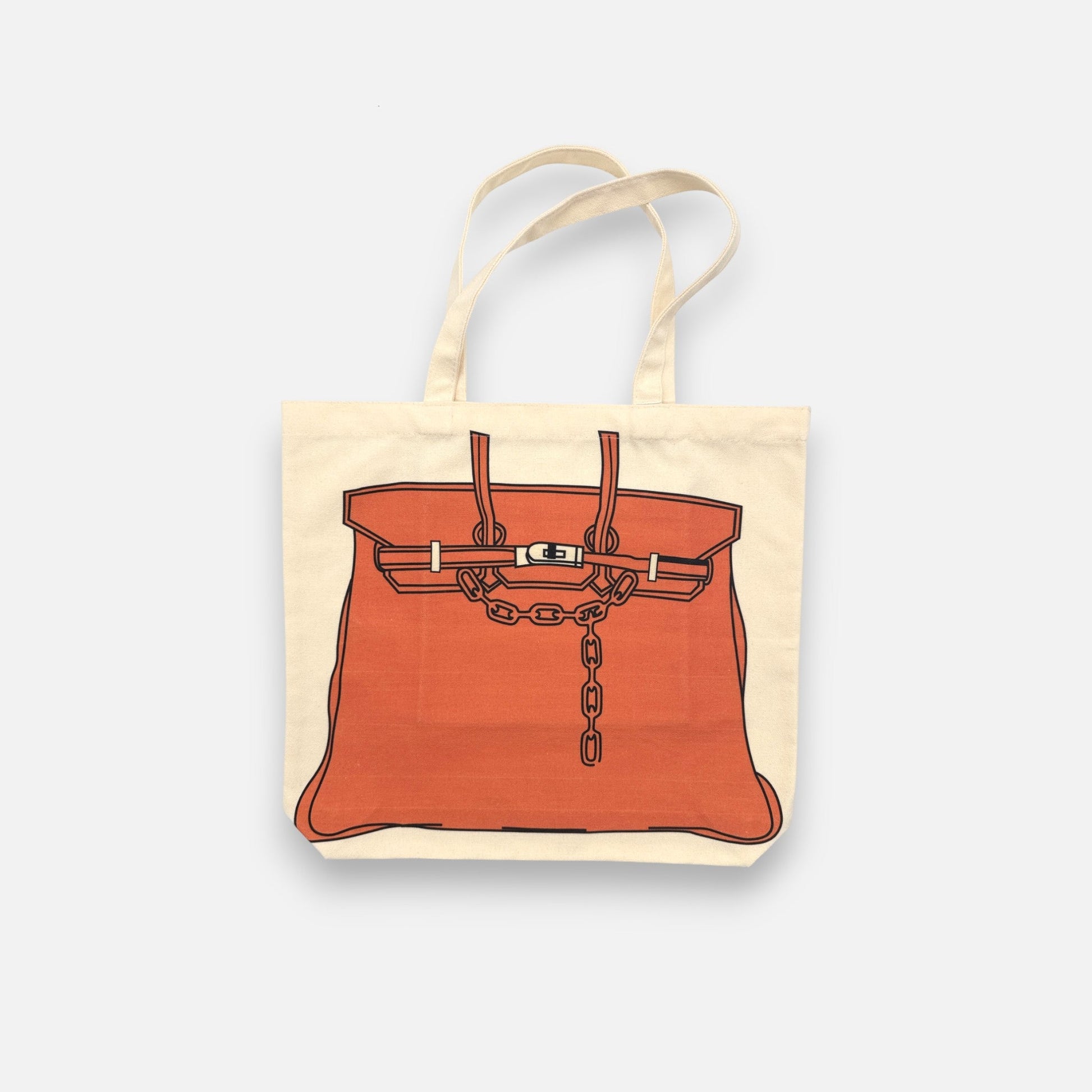 Tote Bag aus Baumwolle mit Iconic Bag - Motiv in Orange, H 39cm B 43cm, Design Bag Taschen von Kiss Couture