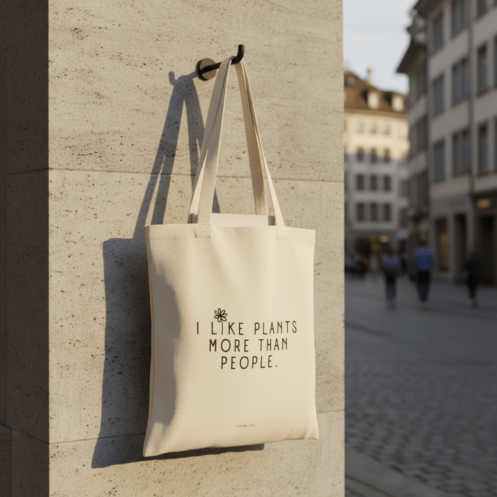 Tote Bag, Einkaufstasche aus Baumwolle beige mit Schriftzug 42 x 38cm | I Like Plants Taschen von Typealive