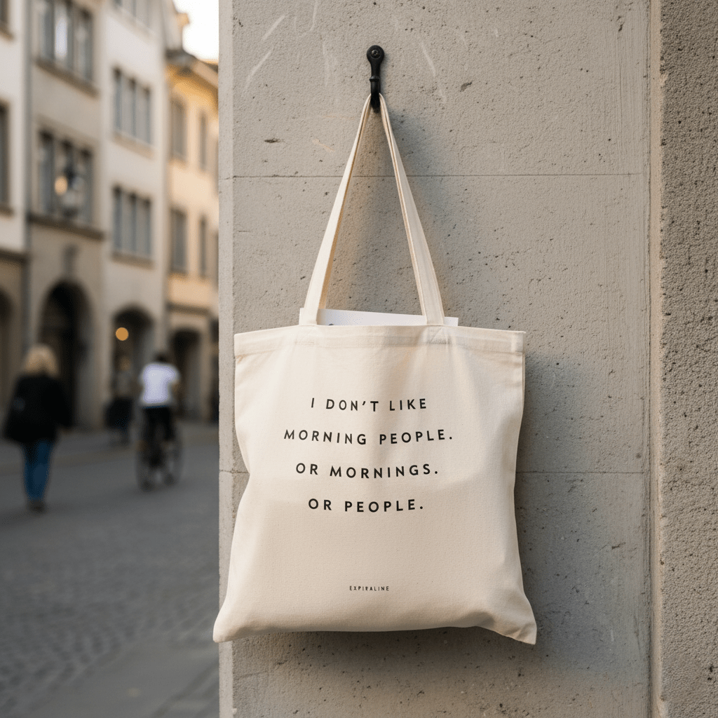 Tote Bag, Einkaufstasche aus Baumwolle beige mit Schriftzug 42 x 38cm | Morning People Taschen von Typealive
