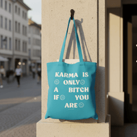 Tote Bag Baumwolle Schriftzug karma bitch blau H42 B38cm