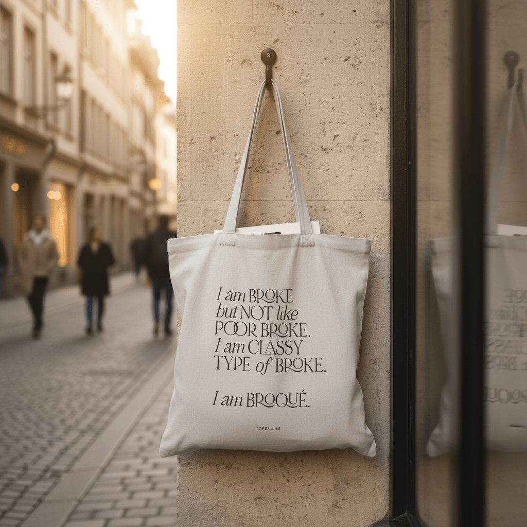 Tote Bag, Einkaufstasche aus Baumwolle grau mit Schriftzug 42 x 38cm | Broqué Taschen von Typealive