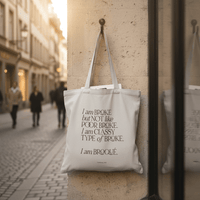 Tote Bag Baumwolle Schriftzug broqué grau H42 B38cm