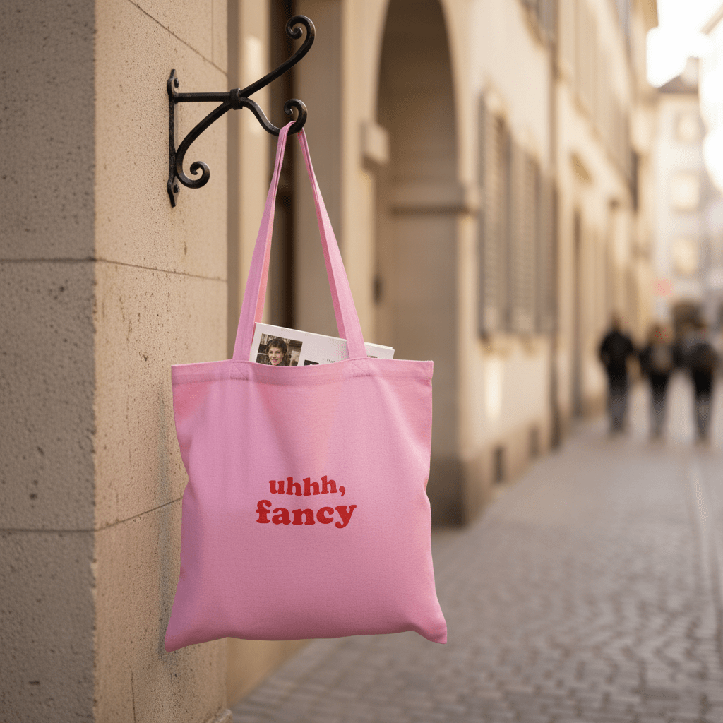 Tote Bag, Einkaufstasche aus Baumwolle rosa mit Schriftzug uhhh, fancy 41.5 x 39cm | Fancy Taschen von Typealive