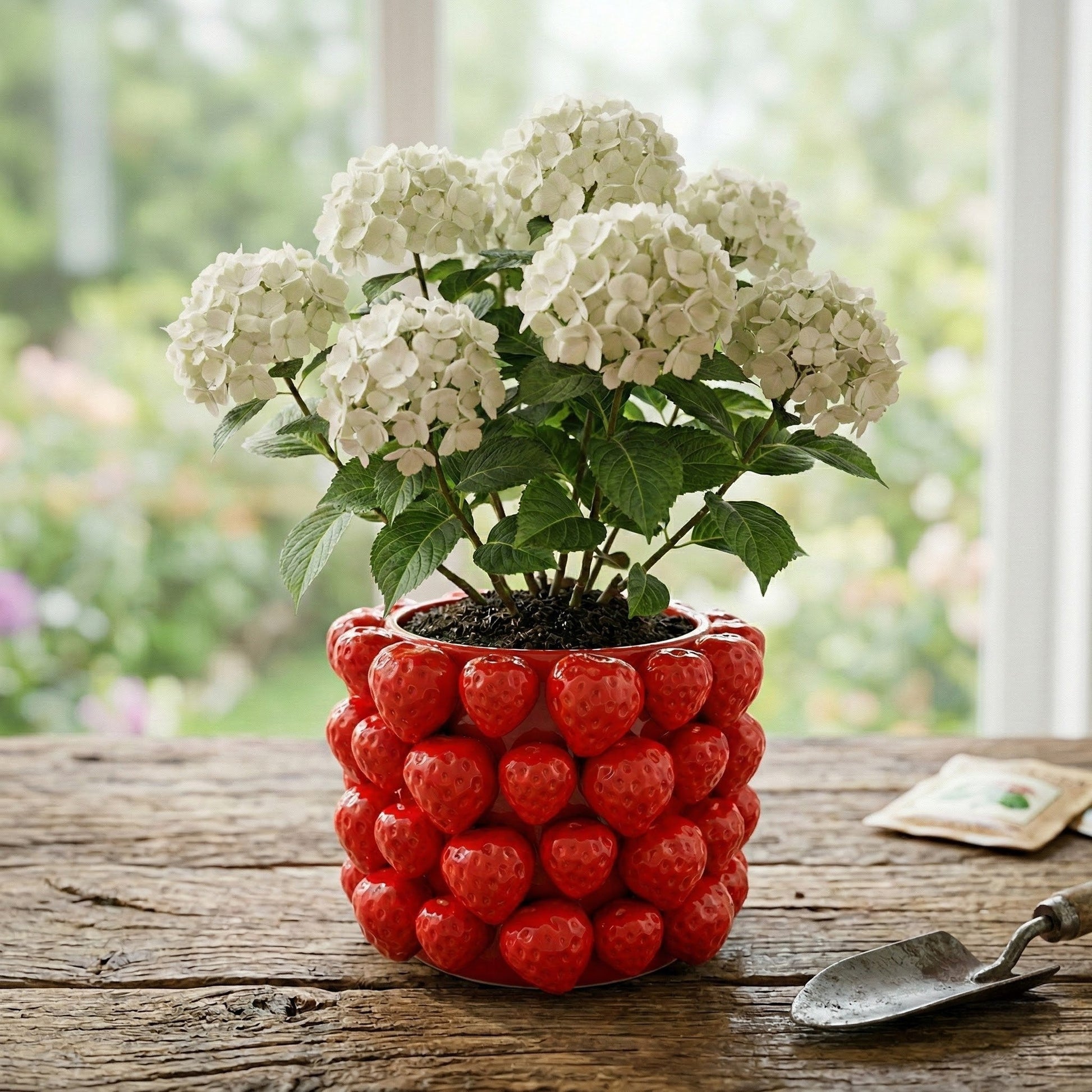 Übertopf Keramik Erdbeerstruktur rot Ø25cm H19cm Vasen von HOFF Interieur