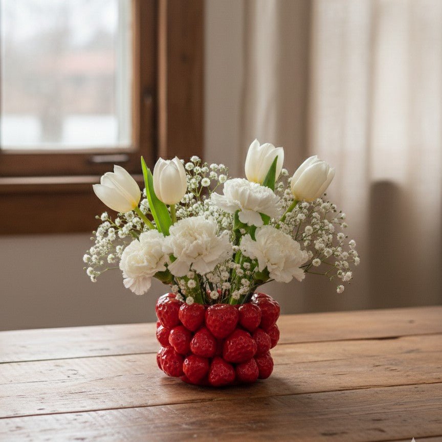 Übertopf, Keramik Übertopf Erdbeeren Rot Ø16cm x H10cm Vasen von HOFF Interieur