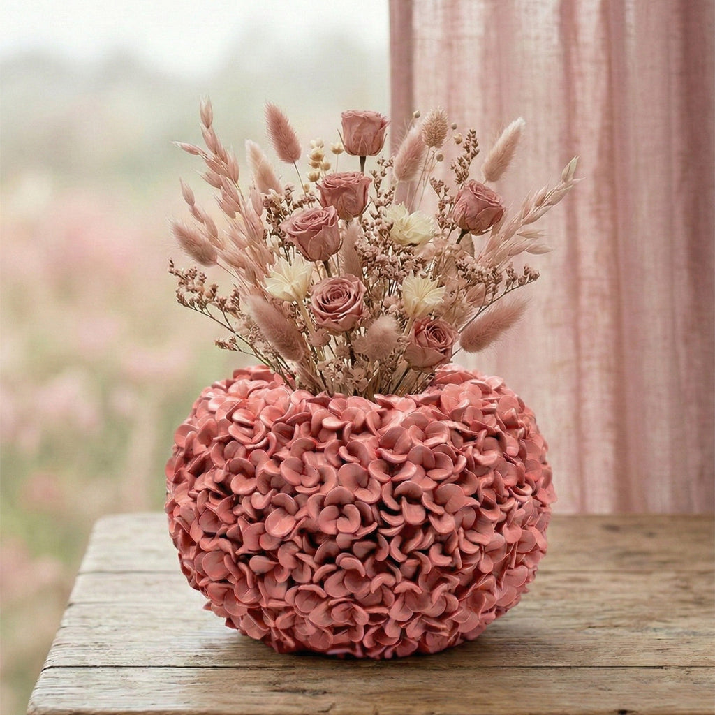 Vase Hortensienstruktur koralle rosa Ø38cm H23cm Vasen von Light & Living
